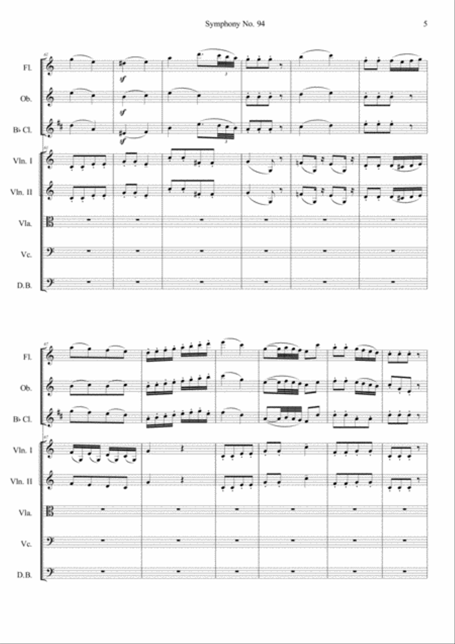 Symphony No.94 In G Major II Andante (Short Ver.) Orchestra scores gallery preview page 5