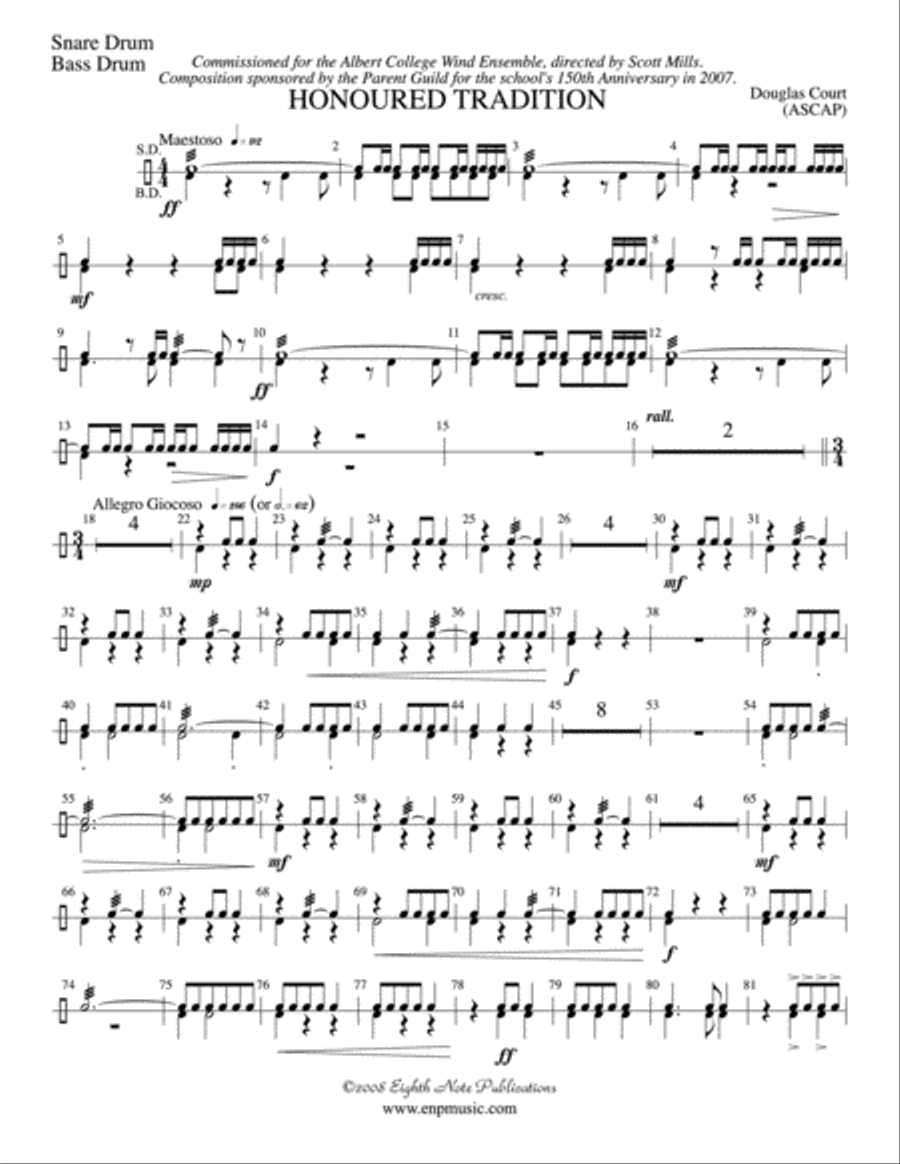 Honoured Tradition: 1st Percussion Concert Band scores gallery preview page 1