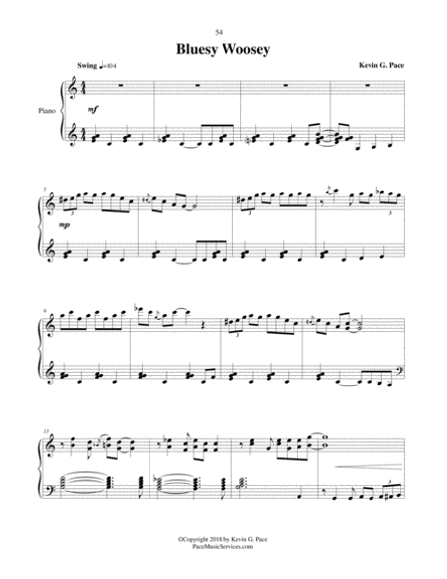 Bluesy Woosey - original piano solo Piano Solo scores gallery preview page 2
