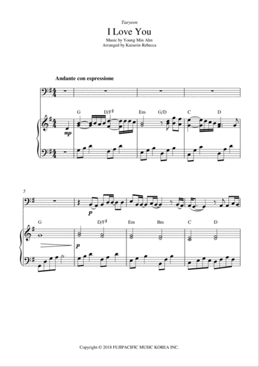 I Love You Piano scores gallery preview page 1