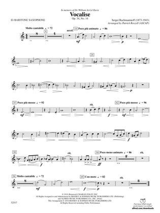 Vocalise, Op. 34, No. 14: E-flat Baritone Saxophone
