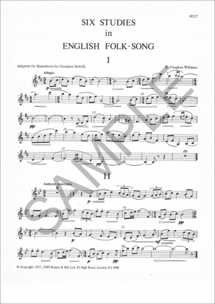 Six Studies in English Folk Song for Bassethorn