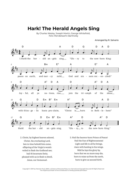 Hark! The Herald Angels Sing (Key of D Major) image number null