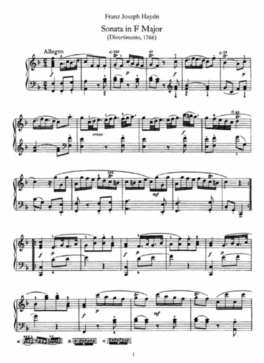 Franz Joseph Haydn - Sonata in F Major (1766), Hob 16 no 9
