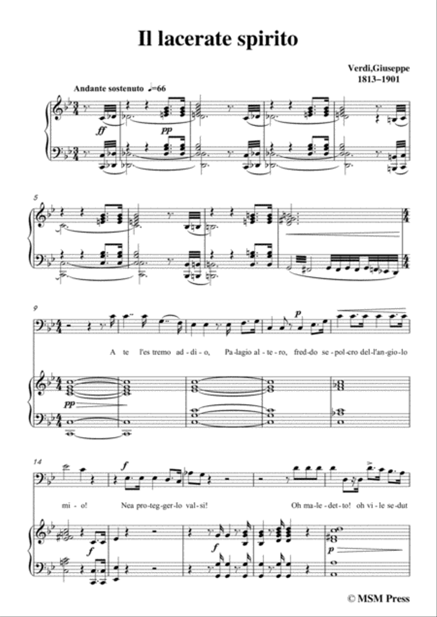 Verdi-Il lacerate spirito(A te l'estremo addio) in g minor, for Voice and Piano Voice Solo scores gallery preview page 3