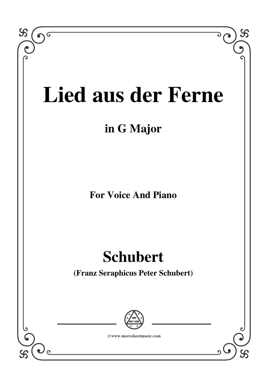 Schubert-Lied aus der Ferne,in G Major,for Voice&Piano