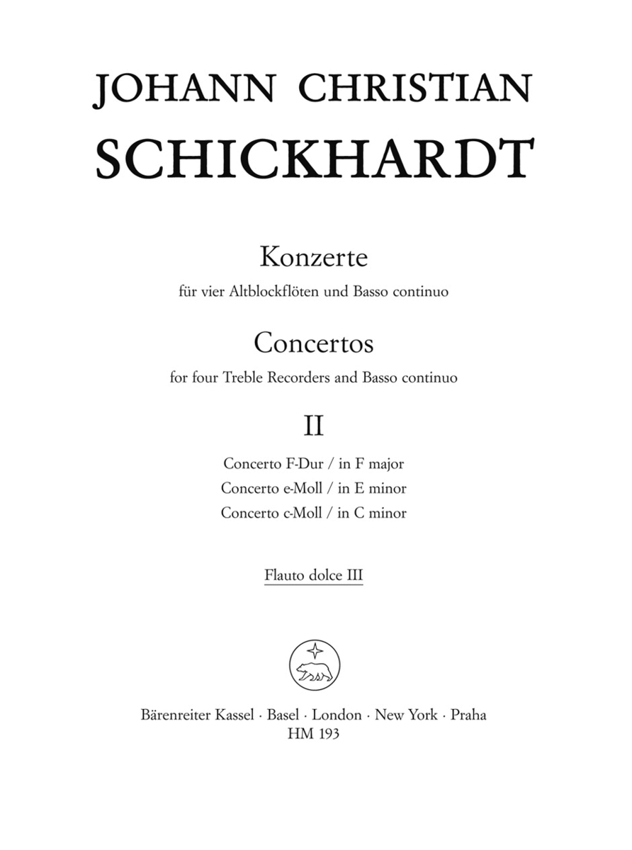 Sechs Konzerte for 4 Treble Recorders and Basso continuo