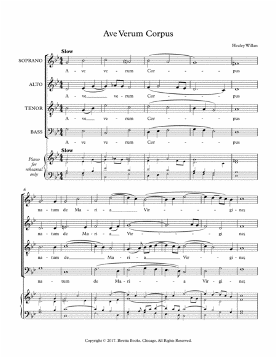 Ave Verum, HWC 328 Ave Verum, HWC 328 4-Part scores gallery preview page 3