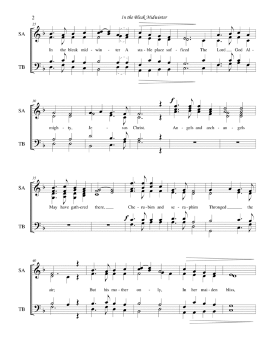 In the Bleak Midwinter SATB 4-Part scores gallery preview page 2