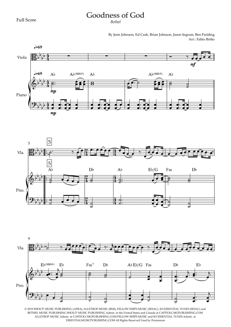 Goodness Of God Viola scores gallery preview page 1
