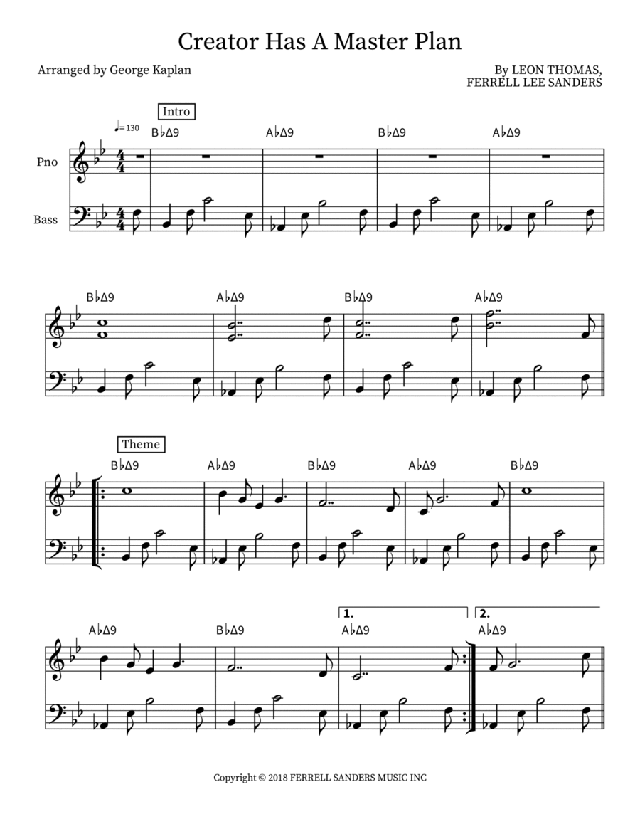 Creator Has A Master Plan Double Bass scores gallery preview page 1