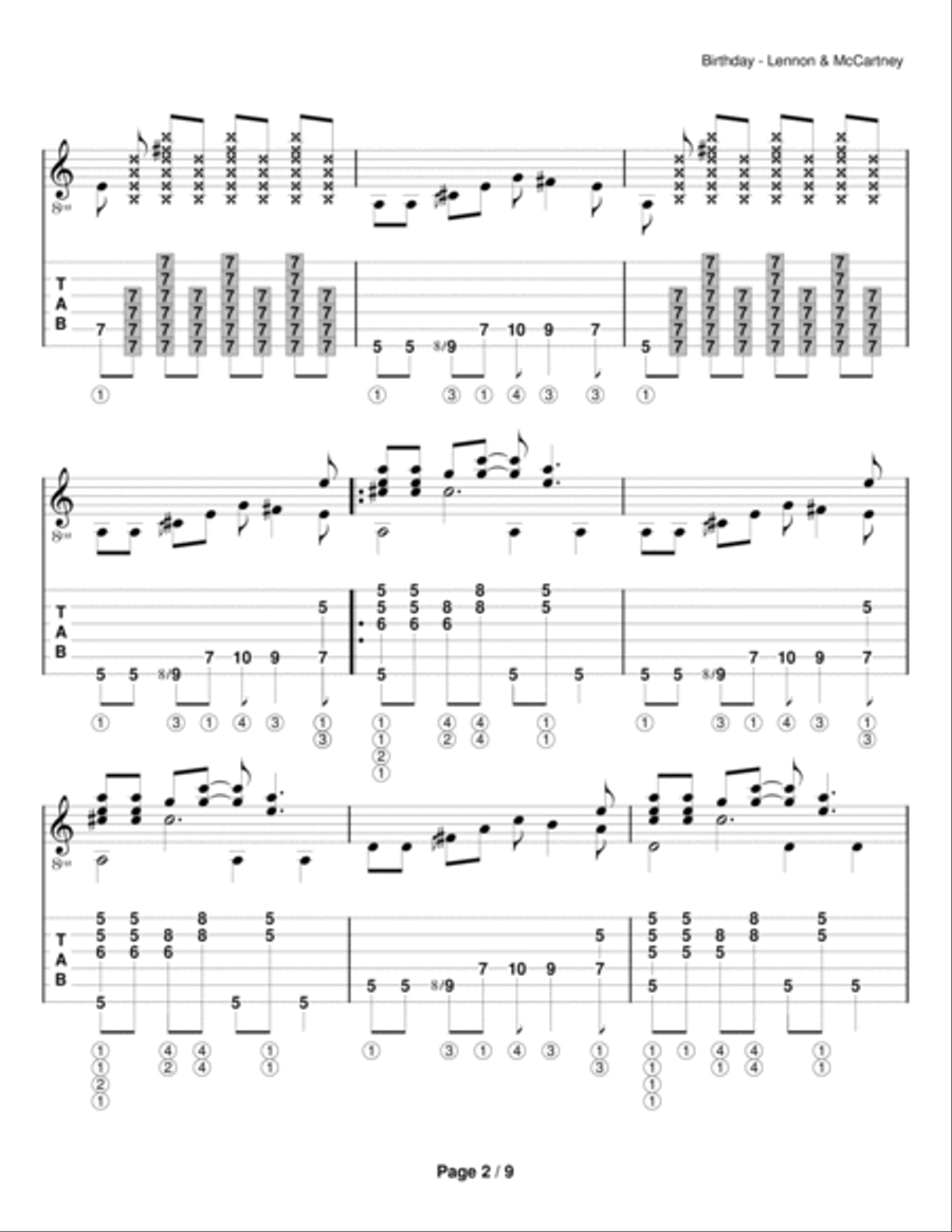 Birthday Guitar Solo scores gallery preview page 2