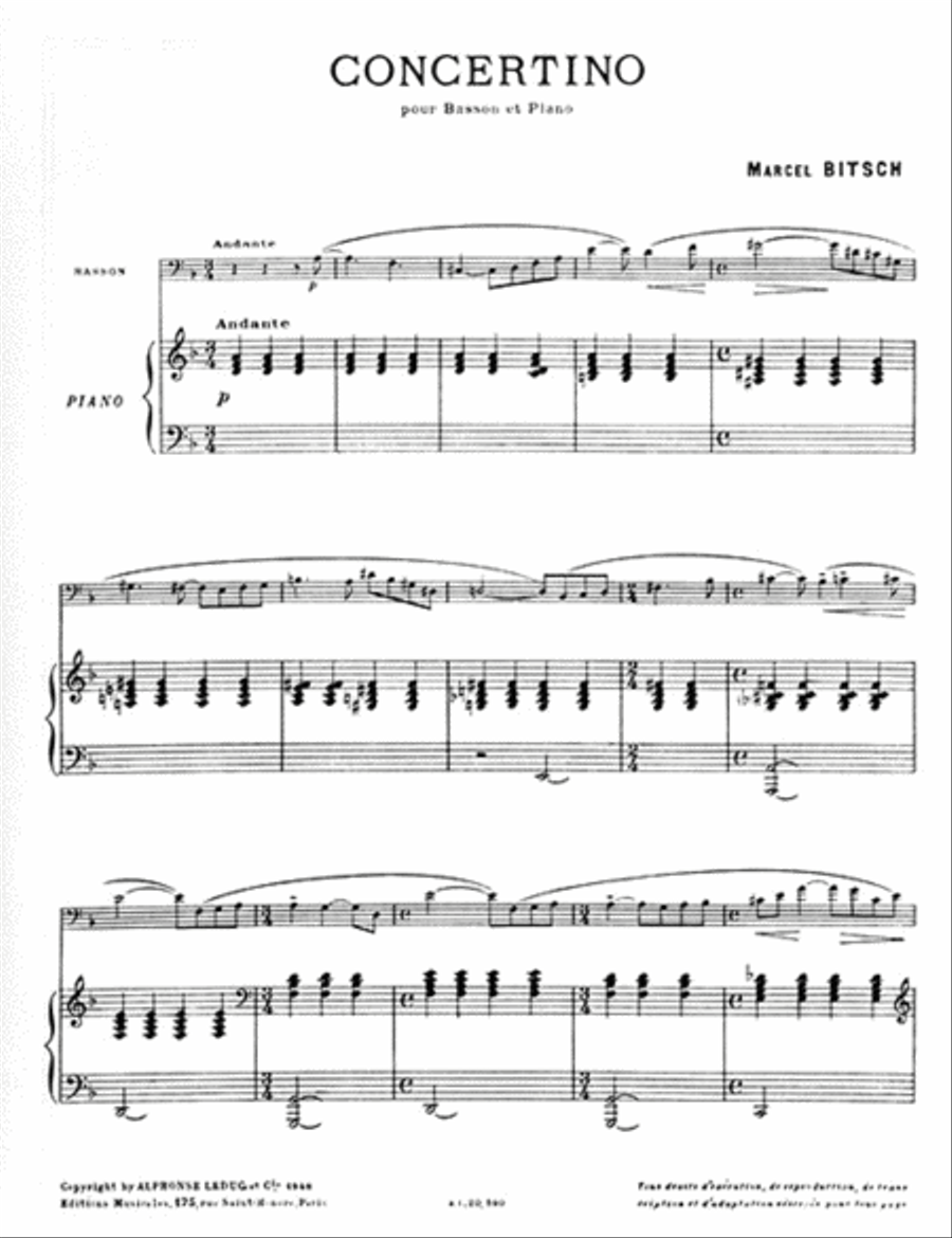 Concertino Basson Et Piano Bassoon scores gallery preview page 2