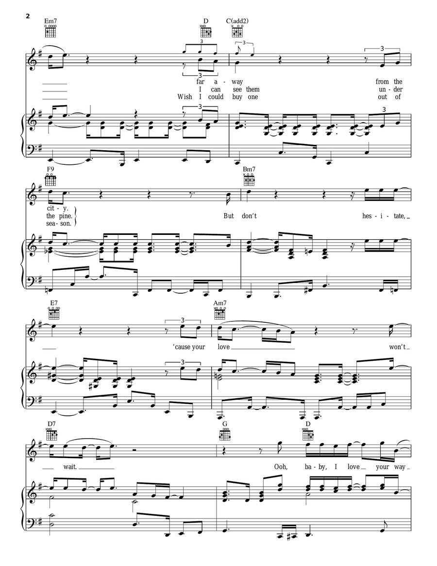 Baby, I Love Your Way Piano, Vocal, Guitar scores gallery preview page 2