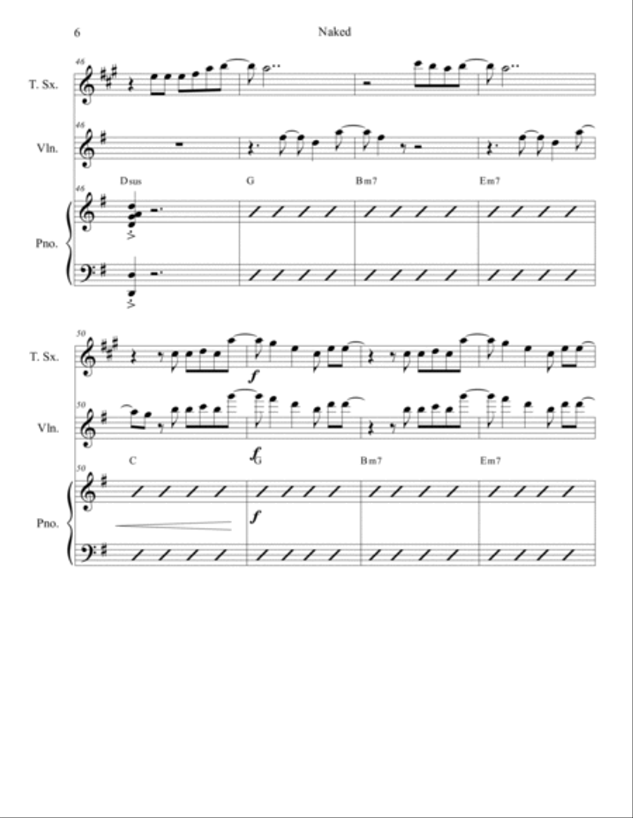 Naked Tenor Saxophone scores gallery preview page 6