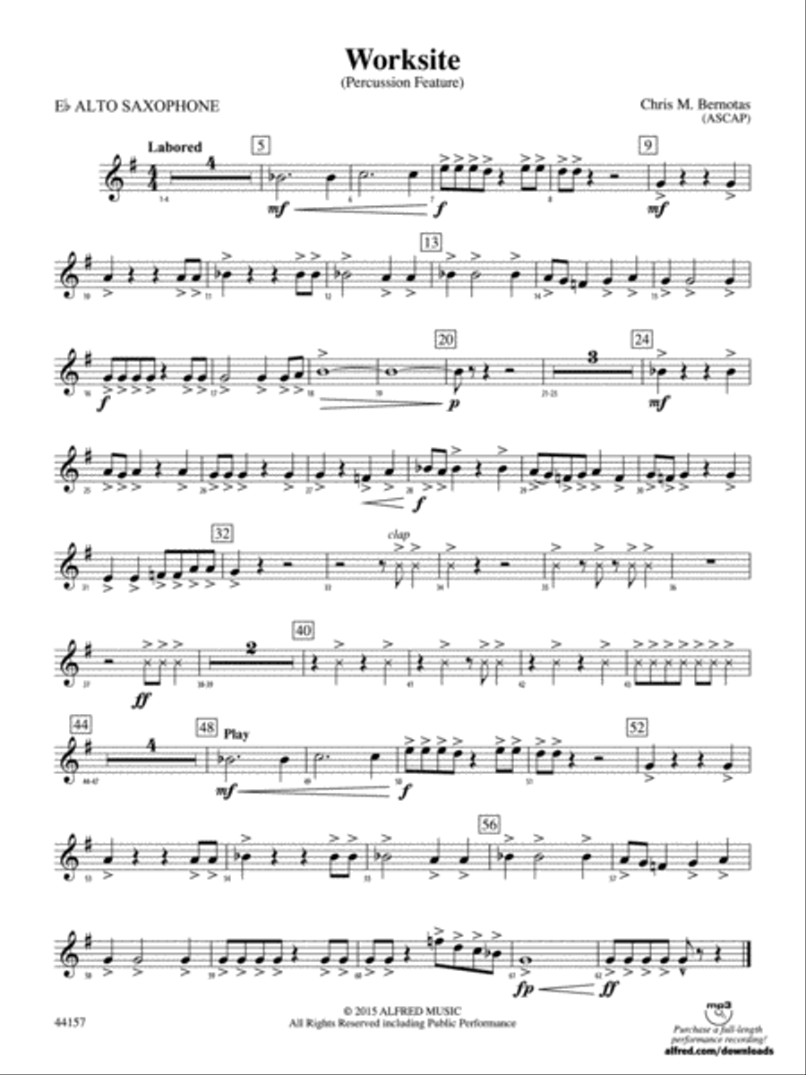 Worksite: E-flat Alto Saxophone Concert Band scores gallery preview page 1