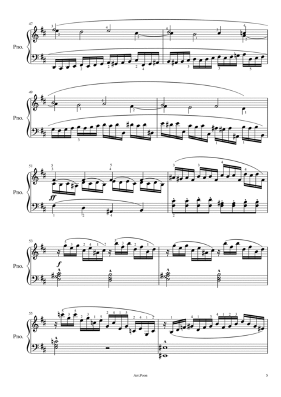 Haydn - Sonata in D major, Hob.XVI:37 Mov. 1 - Original For Piano Solo With Fingered Piano Solo scores gallery preview page 5