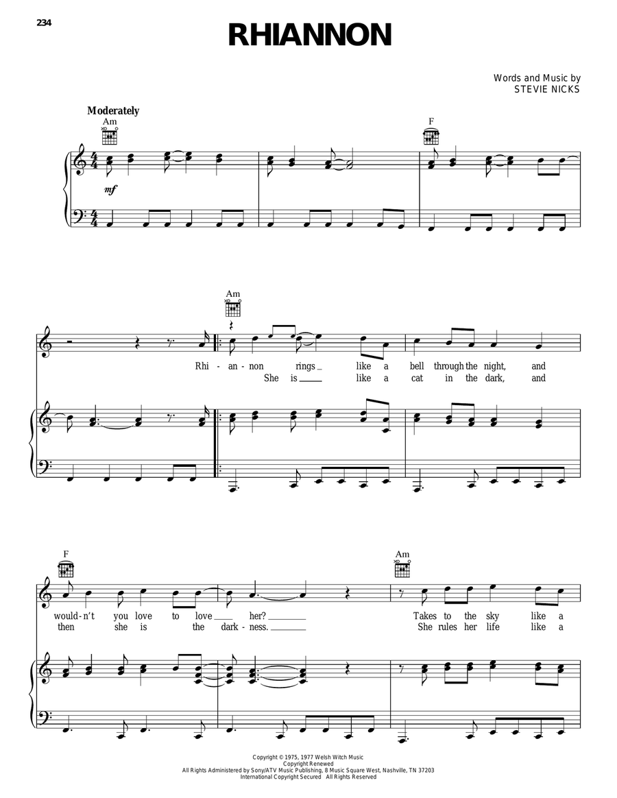 Rhiannon Rhiannon Piano, Vocal, Guitar scores gallery preview page 1