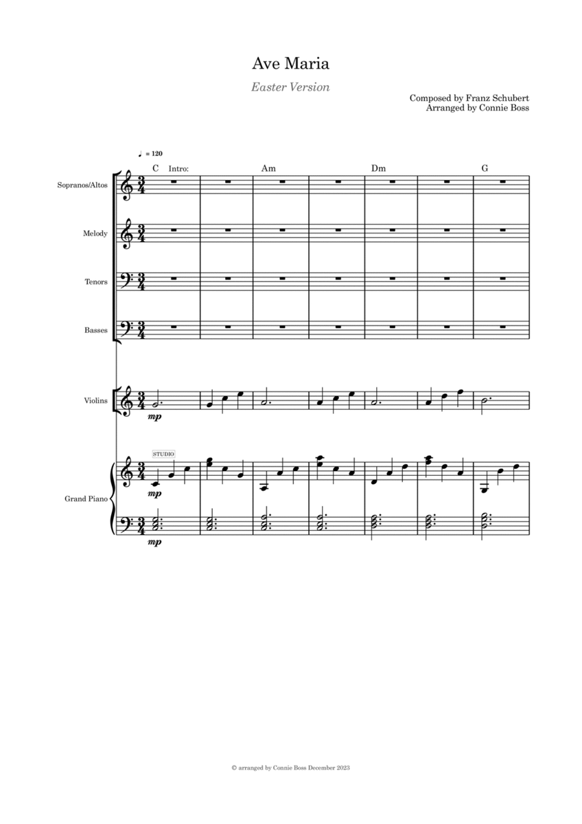 Ave Maria Easter Version SATB violin or flute or cello and piano image number null