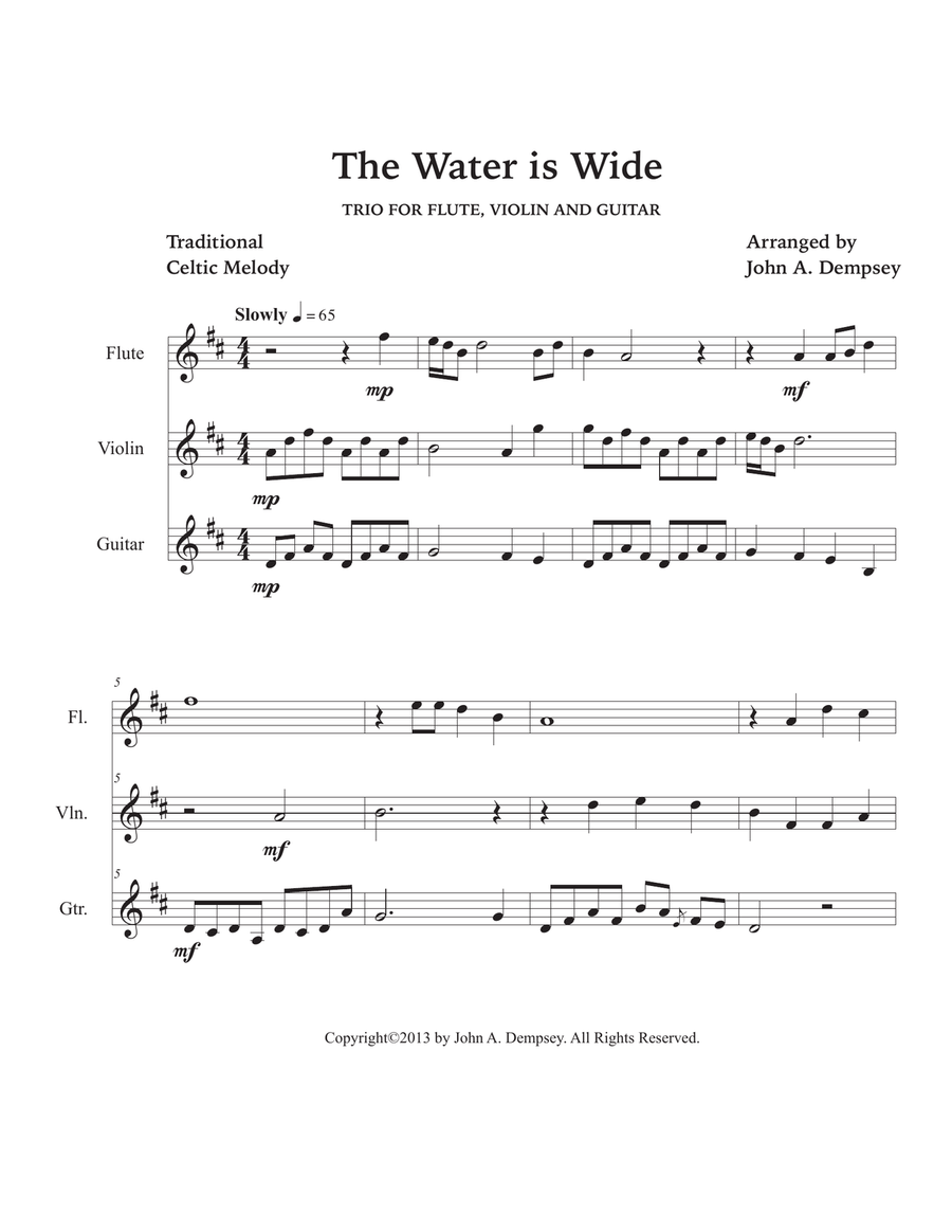 The Water is Wide (Trio for Flute, Violin and Guitar) Small Ensemble scores gallery preview page 5