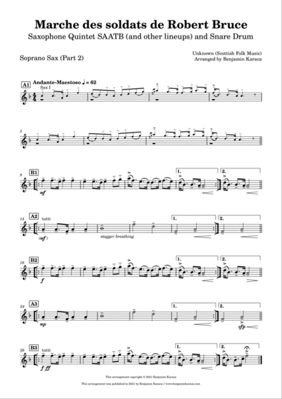 Marche des soldats de Robert Bruce Saxophone Quintet scores gallery preview page 4