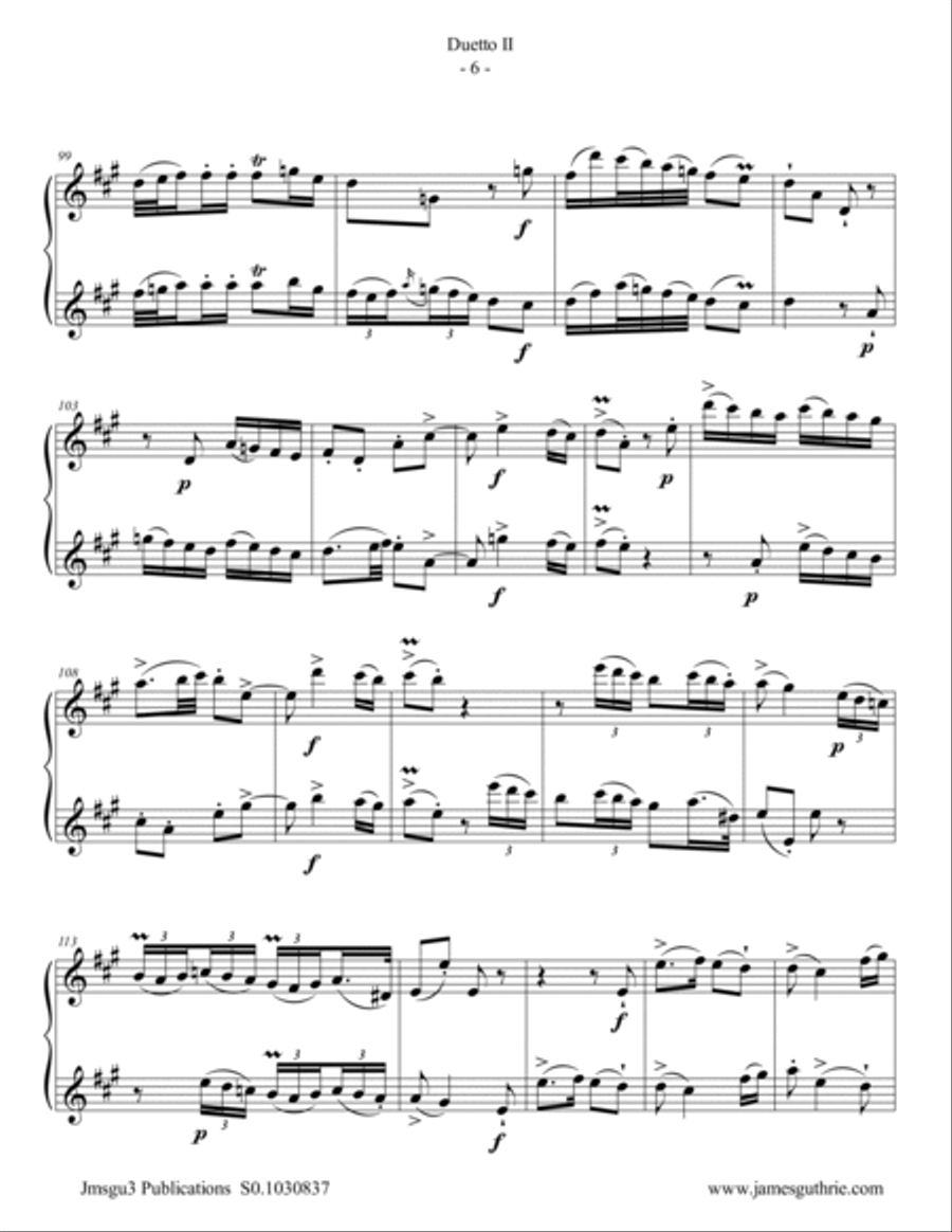 Quantz: Duetto Op. 2 No. 2 for Flute Duo Flute Duet scores gallery preview page 6