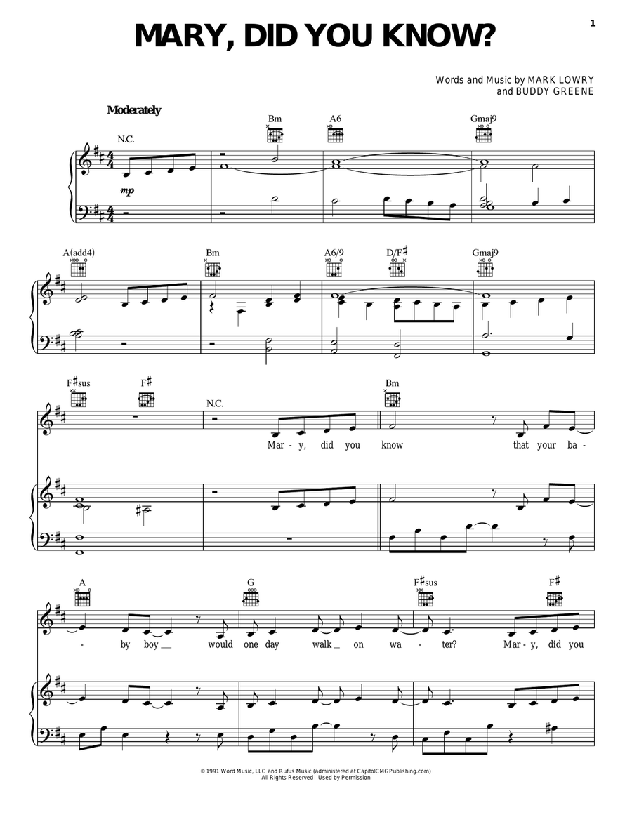 Mary, Did You Know? A Cappella scores gallery preview page 1