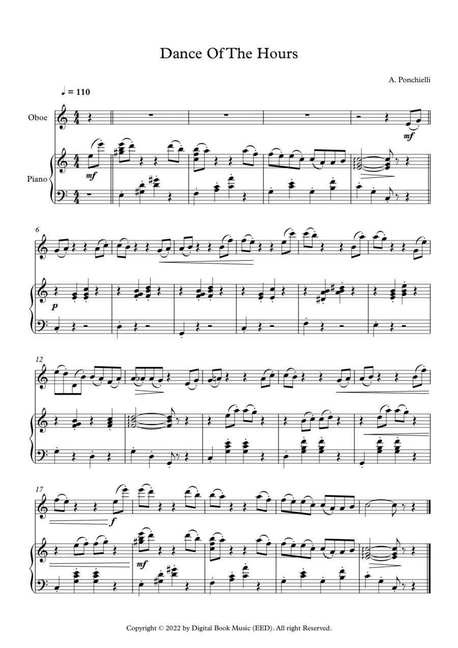 Dance Of The Hours - Amilcare Ponchielli (Oboe + Piano) Piano scores gallery preview page 1