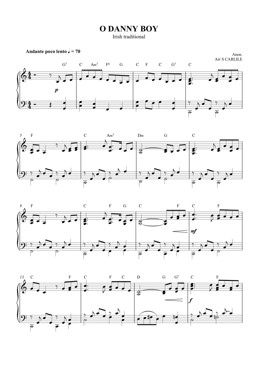 O Danny Boy Piano Solo scores gallery preview page 1