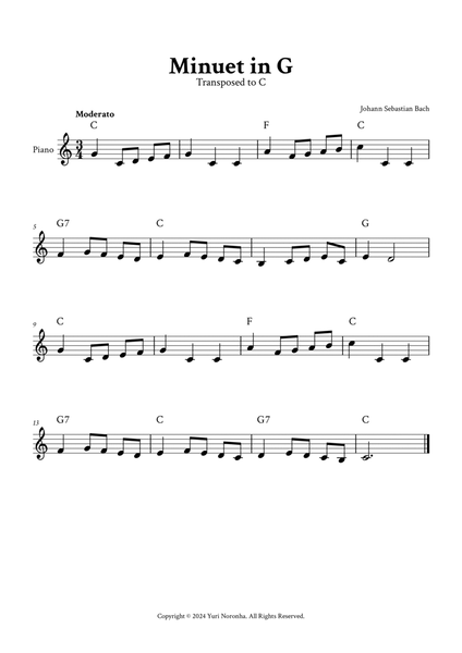 Minuet in G - Easy Piano in C image number null