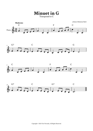 Minuet in G - Easy Piano in C