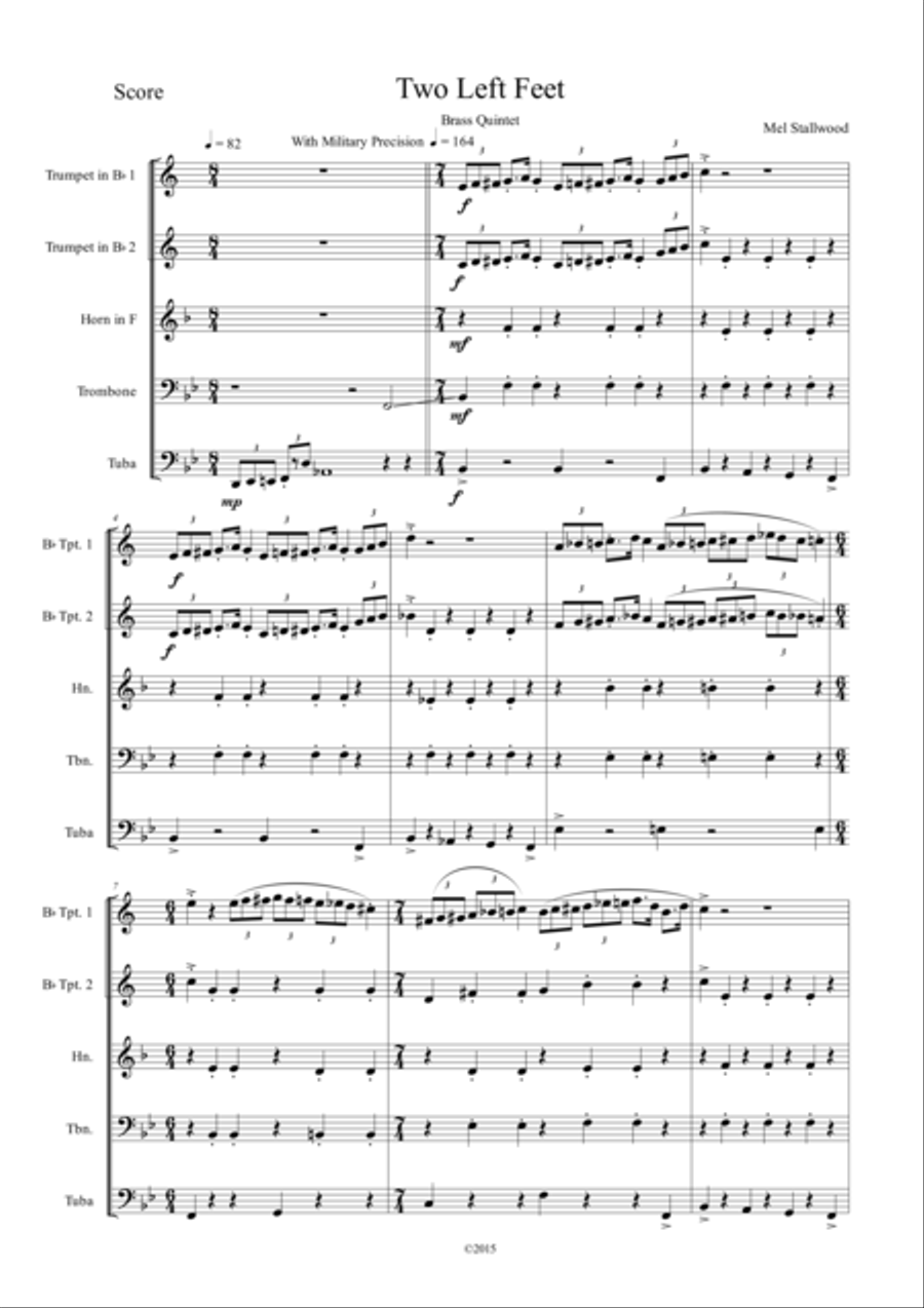 Two Left Feet (Brass Quintet) Brass Quintet scores gallery preview page 1