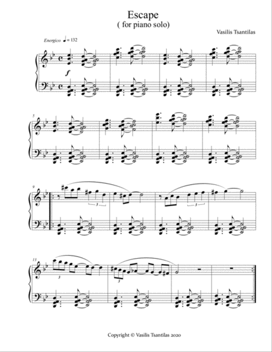 Escape Piano Solo scores gallery preview page 1