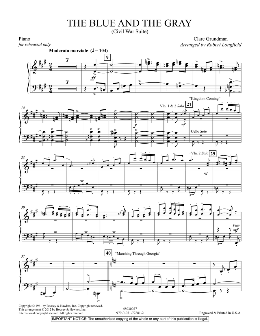 The Blue And The Gray - Piano Orchestra scores gallery preview page 2