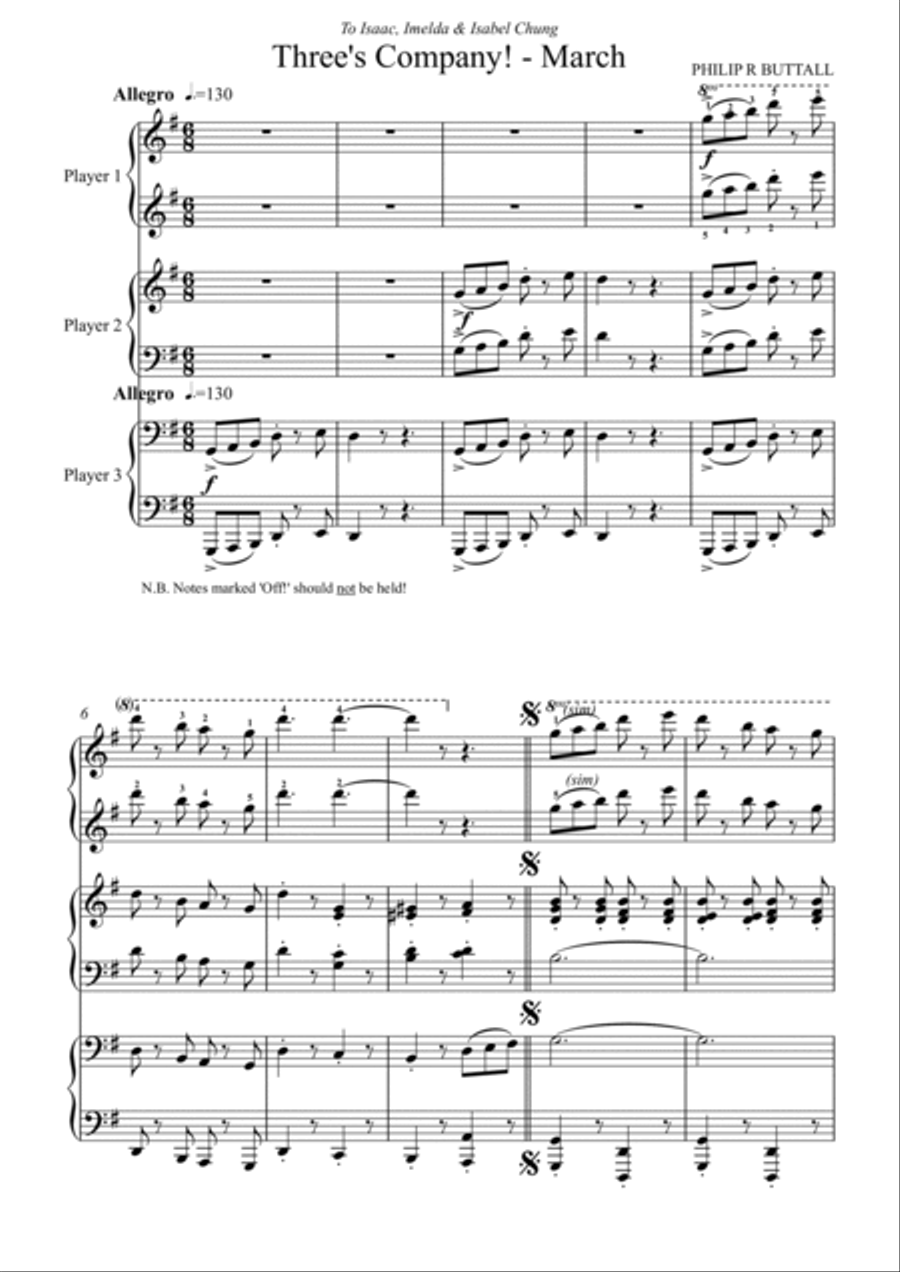Three's Company March (Piano - Six Hands) Three's Company March (Piano - Six Hands) Small Ensemble scores gallery preview page 2