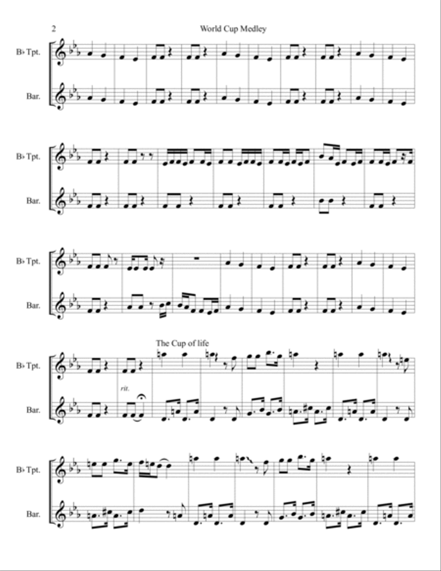 Hips Don't Lie Trumpet Duet scores gallery preview page 2