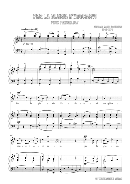 Bononcini-Per la gloria d'adorarvi in G Major,for voice and piano image number null