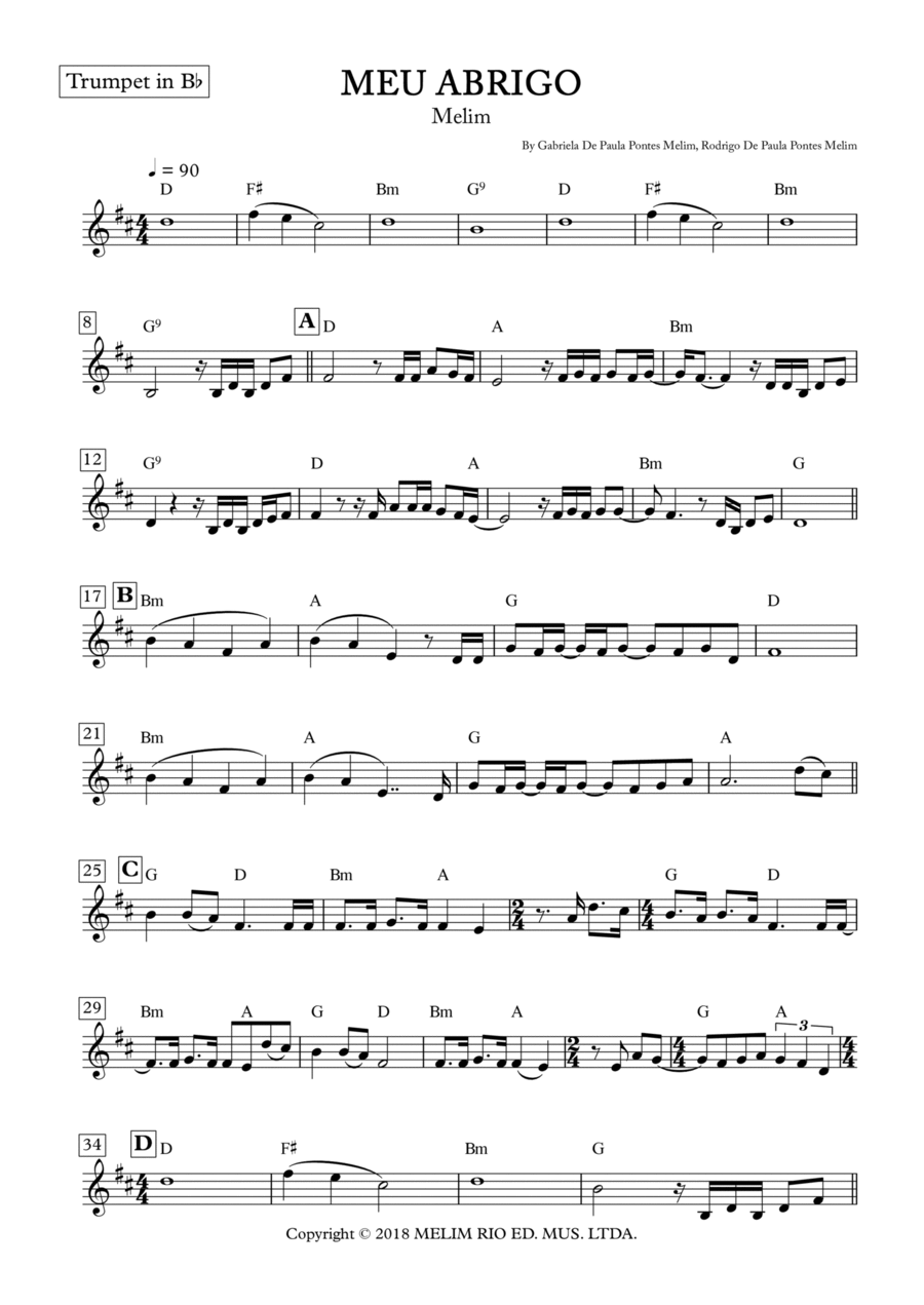 Meu Abrigo Trumpet Solo scores gallery preview page 1