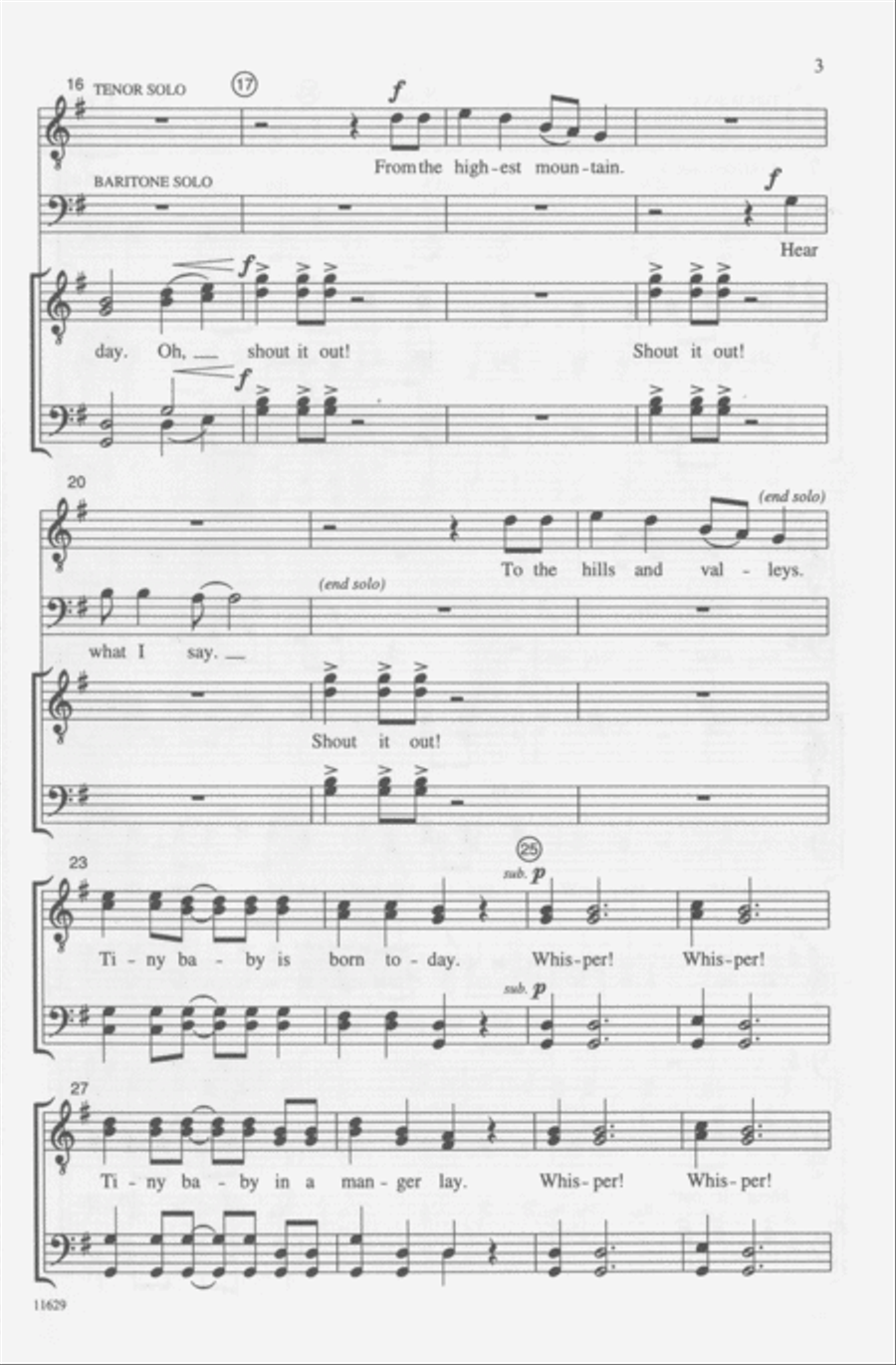 Whisper! Whisper! (Baby Born Today) Men's Choir scores gallery preview page 3