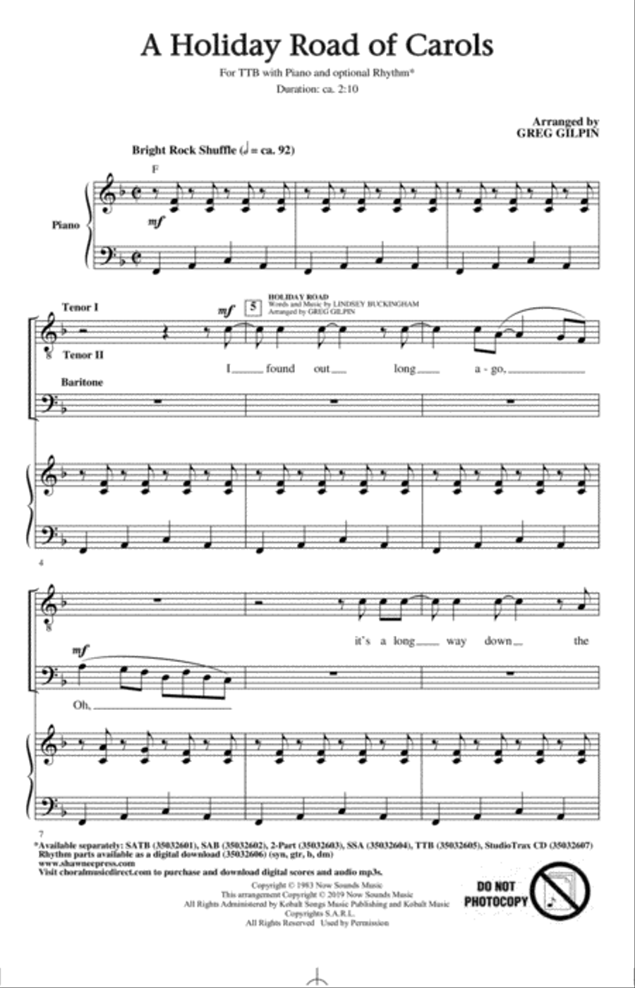 A Holiday Road of Carols TTBB scores gallery preview page 1