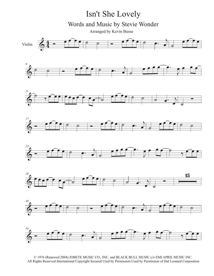 Isn't She Lovely Isn't She Lovely Violin Solo scores gallery preview page 1