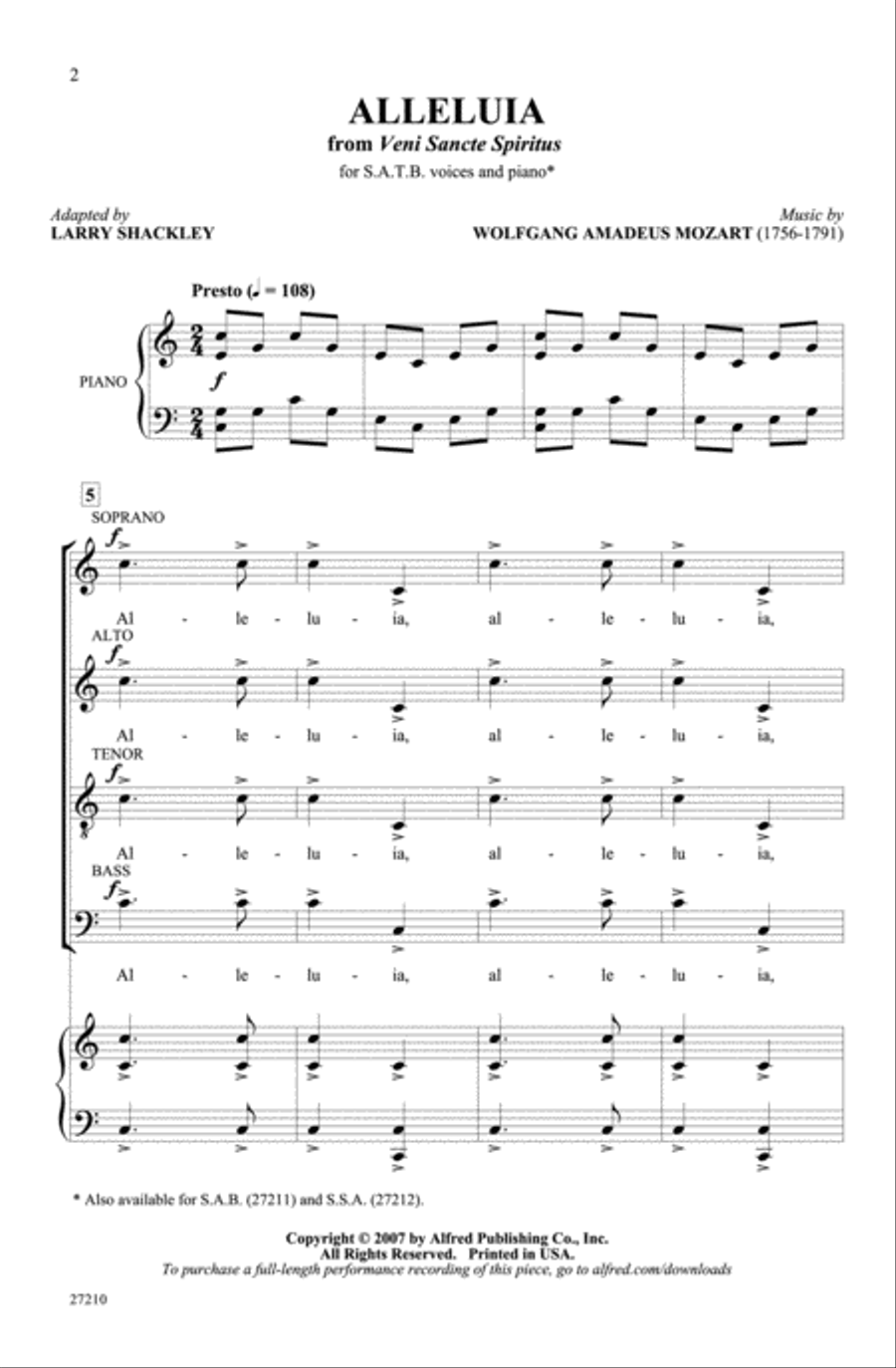 Alleluia (from Veni Sancte Spiritus) 4-Part scores gallery preview page 1