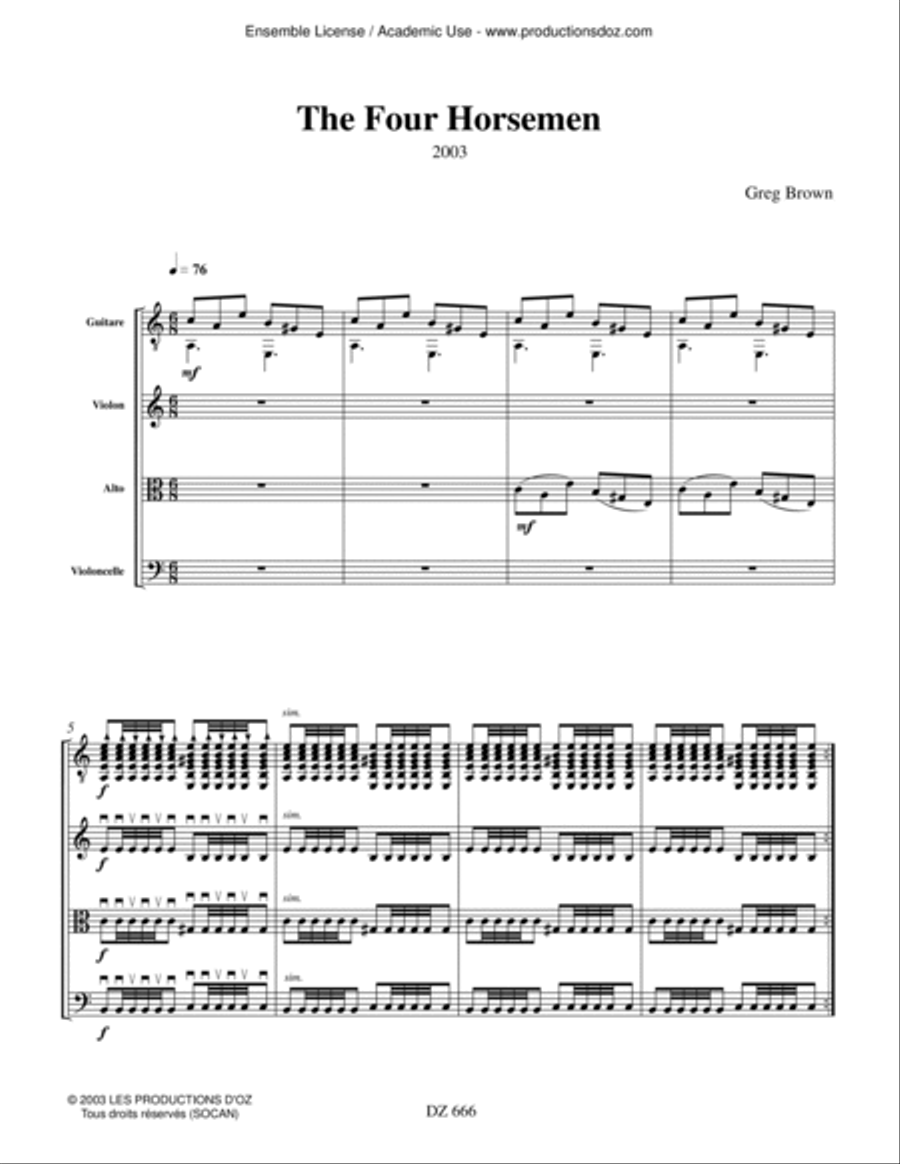 The Four Horsemen The Four Horsemen Cello scores gallery preview page 3