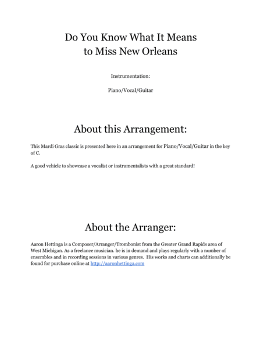 Do You Know What It Means To Miss New Orleans Voice scores gallery preview page 2
