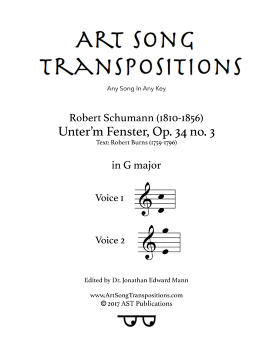 SCHUMANN: Unter'm Fenster, Op. 34 no. 3 (transposed to G major)