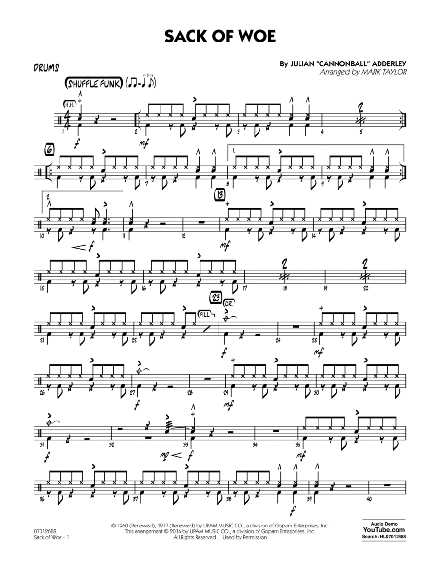Sack of Woe - Drums Drums scores gallery preview page 1