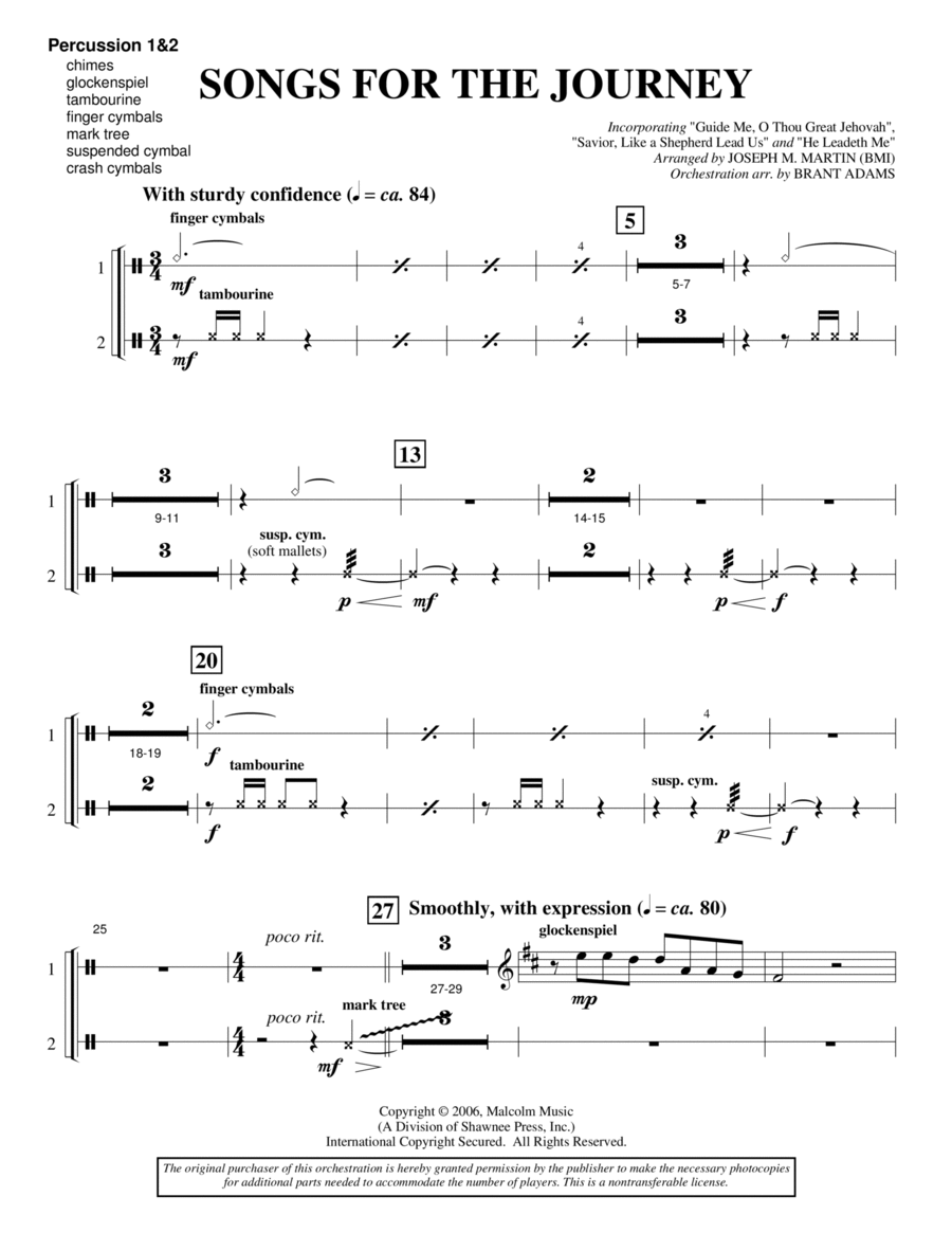 Songs For The Journey (from "Footprints In The Sand") - Percussion 1 & 2