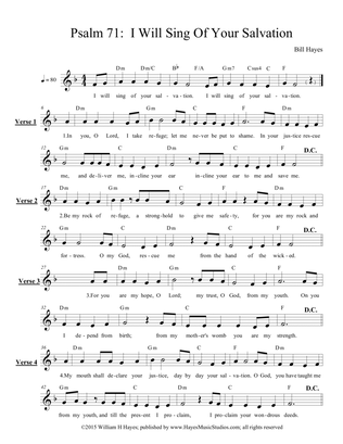 Psalm 71: I Will Sing Of Your Salvation (Leadsheet)