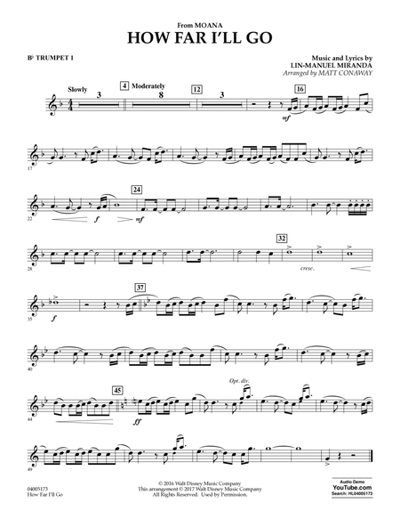 How Far I'll Go (from Moana) - Bb Trumpet 1