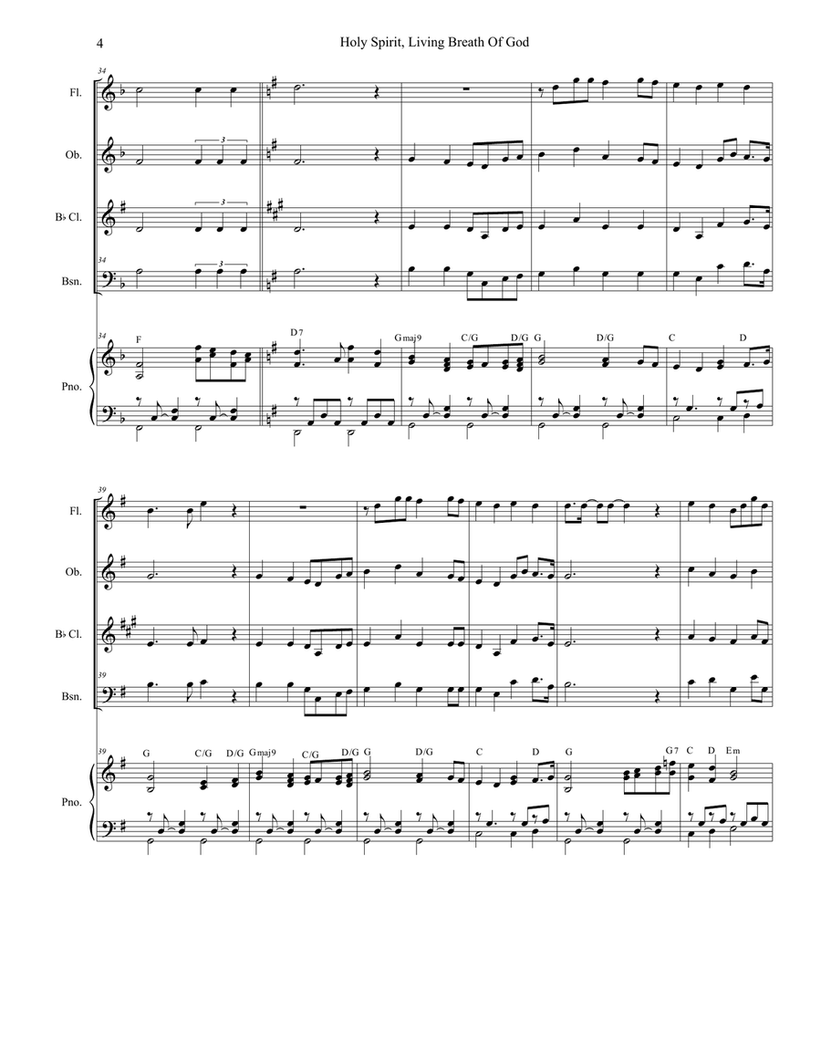 Holy Spirit, Living Breath Of God Woodwind Quartet scores gallery preview page 4